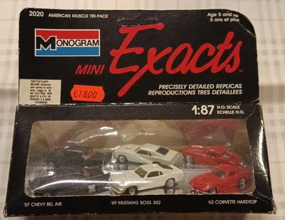 Mini Exacts 1/87 - 3 Cars USA  - Chey '57 - Mustang '69 - Corvette '63 - 1:87 - Immagine 1 di 4