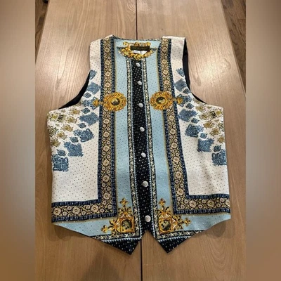 Vintage Seta Per Uomo Silk Blend Vest Size Medium Floral Paisley Elephant EUC - Image 1 of 4