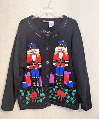 Bobbie Brooks Navidad Cárdigan Suéter Mujer XL 16/18 Cascanueces Adornado Foto 1 de 4