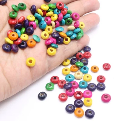 500PCS 8x4mm Saucer Rondelle Beads -Mixed Color Natural Wood Spacers for Jewelry - image 1 of 4