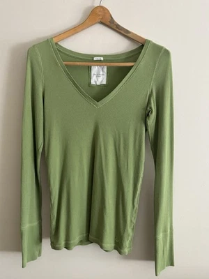 Vintage 90s Gilly Hicks green olive long sleeve Top Shirt Thumb Holes Large - Image 1 of 4