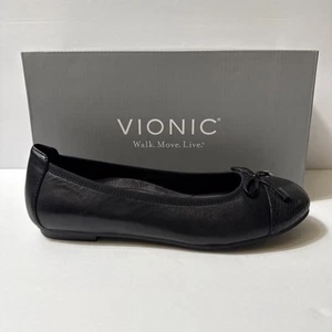 Vionic Minna Orthopedic Ballet Flat Shoes Comfort Supportive Black Size 8 - Picture 1 of 14