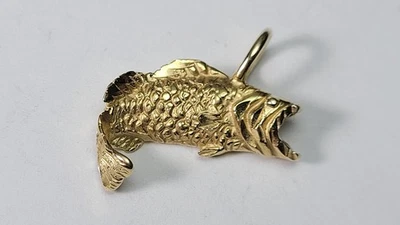 Colgante bajo boca grande de oro amarillo de 14 k Michael Anthony 1986 vintage Foto 1 de 4