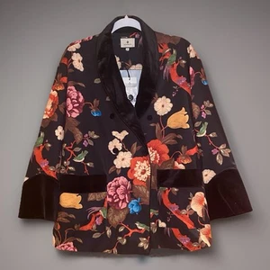 Tuckernuck Baroque Floral Smoking Jacket Velvet Double-Breasted Size Small - Bild 1 von 17