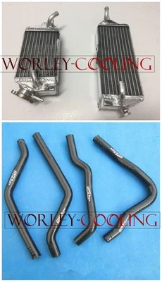 NJ-Aluminum Radiator + BLACK hoses for Kawasaki KX125 KX 125 L+R 1990 1991 new Foto 1 de 4