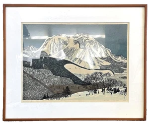 KITAOKA FUMIO "Snowy Mountain" signiert 1975 Original Holzschnitt - Bild 1 von 10