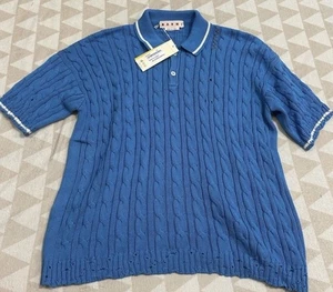MARNI Blue Dishevelled Cable Polo 56 XXL - Picture 1 of 4