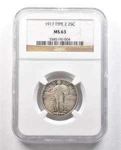 1917 Standing Liberty Quarter Type 2 MS63 NGC *4747 - Picture 1 of 3