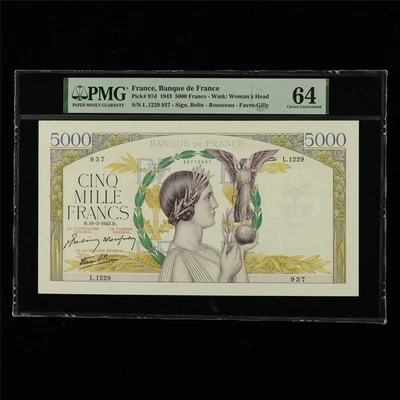 1943 France Banque De France 5000 Francs Pick#97d PMG 64 Choice UNC - Image 1 of 4