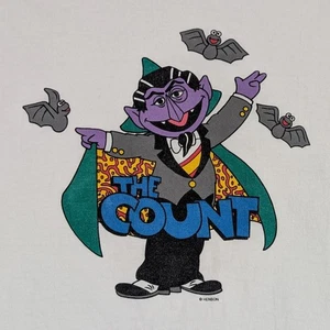 Vintage 90er Sesamstraße The Count Von Count T-Shirt Herren XL weiß Einzelnaht - Bild 1 von 10