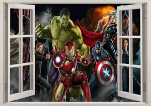 Marvel Avengers Hulk Super Heros 3d Smashed Wall View Sticker Poster Vinyl 2/9-7 - Picture 1 of 1