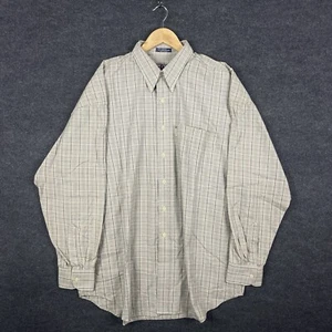 Chaps Ralph Lauren Mens Shirt XL Beige Plaid Long Sleeve Button Down Vintage - Picture 1 of 18