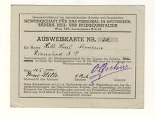 Alter Ausweis von 1934 - Gewerkschhaft für das Personal in Apotheken etc.
