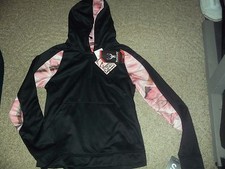 WOMENS HUNTWORTH STRETCH SZ S BLACK PINK OAK TREE CAMO HOODIE HOODY NEW NWT