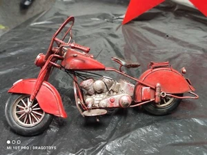 VINTAGE MOTORCYCLE 'HARLEY DAVIDSON' TOY RETRO HANDMADE TIN METAL MODEL FIGURINE - Picture 1 of 24