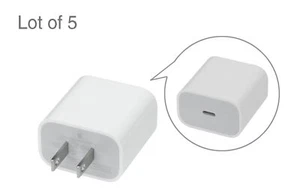 Lot of 5 Genuine Apple A2305 20W USB-C Power Adapter Wall Charger MHJA3AMA White - Picture 1 of 3