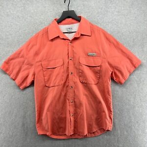 Sun River Clothing Co. Men's Orange Short Sleeve Button Up Fishing Shirt Size L
