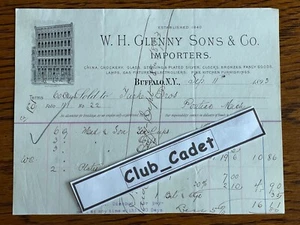 1893 BILLHEAD Buffalo New York ~ W. H. Glenny & Sons Importers - Picture 1 of 1