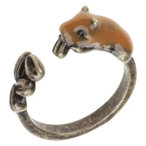 Cute Squirrel Melon Seed Open Rings Simple Animals Rings Adjustable - Picture 1 of 8