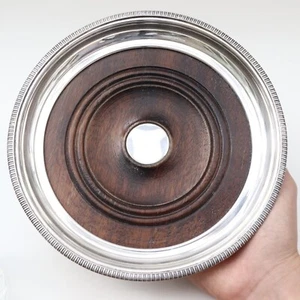 Victorian Style Silver & Turned Wood Large Magnum Bottle Coaster, 20.9cm, 1978. - Picture 1 of 7