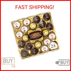 Ferrero Rocher, 24 Count, Premium Gourmet Assorted Hazelnut Milk Chocolate, Dark - Picture 1 of 2
