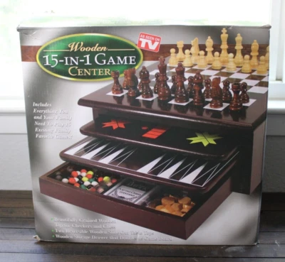 ASOTV As Seen On TV Wooden 15-in-1 Game Center Mahogany Table Set - Image 1 of 4