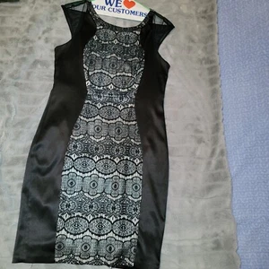 Black Sangria Women's Midi Sheath Stretch Dress Cap Sleeve Size 14 Beautiful! - Picture 1 of 6