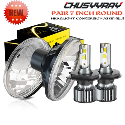 For Chevy Chevelle SS 1971-1973 Pair 7" inch LED Round Headlight High/Low Beam - Image 1 of 4