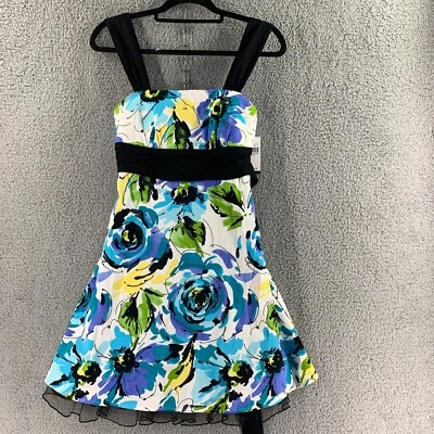 Y2K Byer California Womens Floral Dress Colorful Sz  Jrs 7 Ruffle Wedding Party - Image 1 of 4