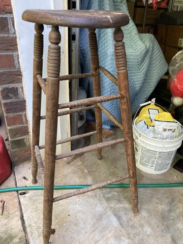 Dunce’s Stool Seat XTall Antique Primitive School House Wood Oak Rural NC Rare! Cover