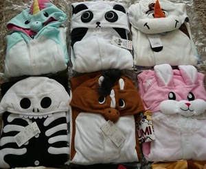 Kids All in one Pajamas Age 7-9 Panda Pink Rabbit etc Pjamas Sazac Pj's - Picture 1 of 9