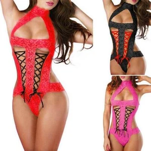Underwear Women Lace Bodysuit Thong G-string Panties Lingerie Crotchles Sexy - Picture 1 of 16