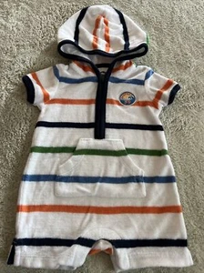 Baby Gap Jungen weiß marineblau gestreift Frottee Hoodie Shorts 0-3 Monate - Bild 1 von 8
