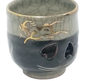 Taza de sake Obori Somayaki Hashirigoma esmalte agrietado corazones de caballo para correr 2" de colección - Imagen 1 de 6