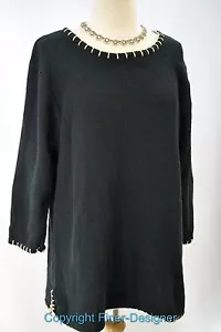 MAGLIONE MAGLIA QVC SIMPLE SUSAN GRAVER SO PRETTY nero med tunica top TG XL VINTAGE NUOVO - Foto 1 di 5