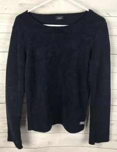 Venice Beach Activewear Terry Sweater Large Dark Navy Blue Scoop Neck Fitted - Picture 1 of 12