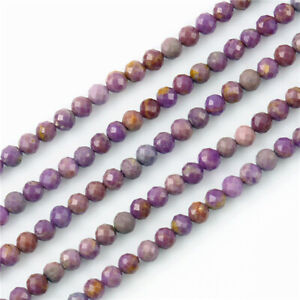 1 Strand 2/3/4mm Natural Purple Lepidolite Round Micro Faceted Beads 15.5" QT54