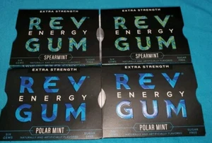 4 paquetes de goma Rev Energy sin azúcar (2) MENTA POLAR Y (2) MENTA VERDE fuerza extra - Imagen 1 de 8
