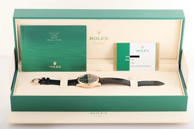 Rolex Cellini 50505 oro rosa de 18 quilates y correa de cuero - esfera negra de 4 números romanos Foto 1 de 4