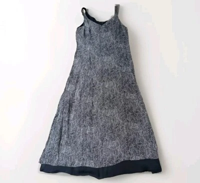 Maxi Vestido de Seda Dana Buchman Para Mujer Talla 12 Negro Abstracto Sin Mangas Forrado  Foto 1 de 4