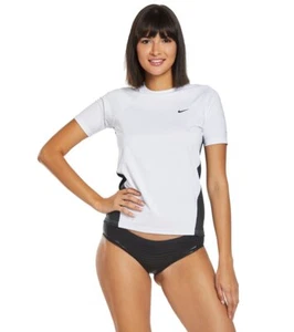 Nike Kurzarm Hydro Rash Guard weiß schwarz M L XL mittelgroß XLarge neu mit Etikett - Bild 1 von 5