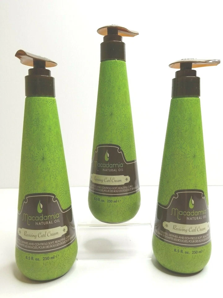 Crema rizada reviviente de aceite natural de macadamia 3 8,5 OZ retención diaria cabello ondulado rizado Foto 1 de 4