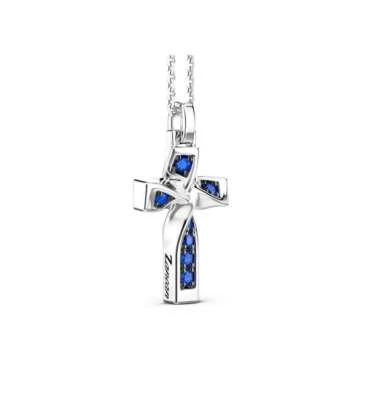 Collana uomo Zancan argento 925 con Croce di Zirconi blu EXC610-BL - Immagine 1 di 3