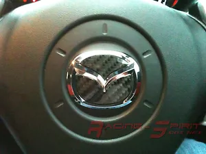 REAL CARBON FIBER HORN EMBLEM INSERT FOR 14-16 MAZDA CX5 SKYACTIV MAZDASPEED JDM - Foto 1 di 4