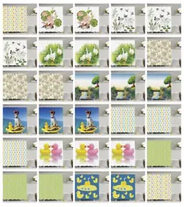 Rubber Duck Shower Curtain Geometry Decor Set with Hooks 4 Sizes Ambesonne - Picture 1 of 13