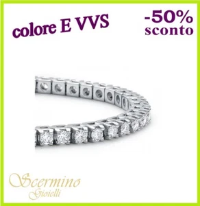 BRACCIALE TENNIS IN ORO BIANCO : DIAMANTI NATURALI E VVS 1 CARATO CERTIFICATO - Picture 1 of 4