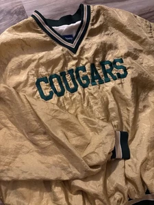 Vintage Holloway Pullover Gold & Green Stripes XL Varsity Windbreaker Jacket - Picture 1 of 7