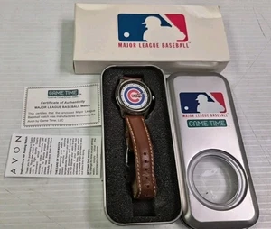 RELOJ CHICAGO Cubs Mlb GAMETIME PARA HOMBRE Correa de Cuero Certificado de Autenticidad y Estuche en ORIG. CAJA - Imagen 1 de 5