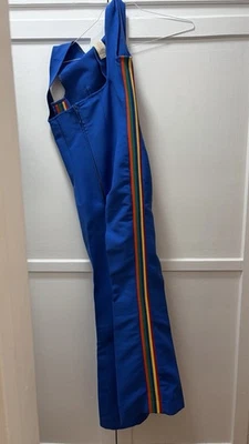 De colección Roffe Para Mujer Nylon Mezcla Lana Elastizado Esquí Babero Azul Arco Iris Carrera Rayas Foto 1 de 4