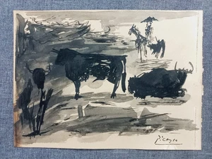 Pablo Picasso Drawing (Handmade) Very well preserved antique paper. - Picture 1 of 2